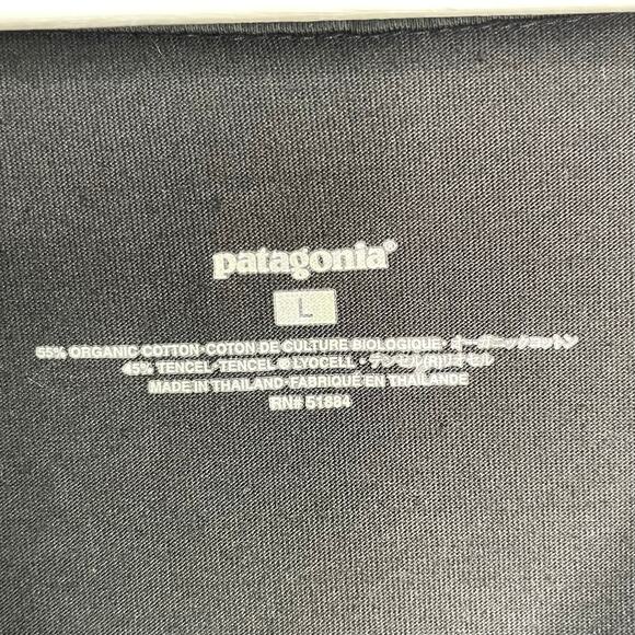 Patagonia Women's Sz L 3/4 Sleeve V-Neck Cotton Blend A-Line Black Margot Dress - Picture 4 of 8